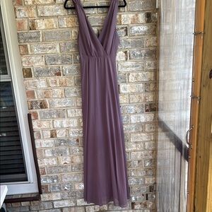 Lulu's dusty Purple V-Neck Maxi Gown